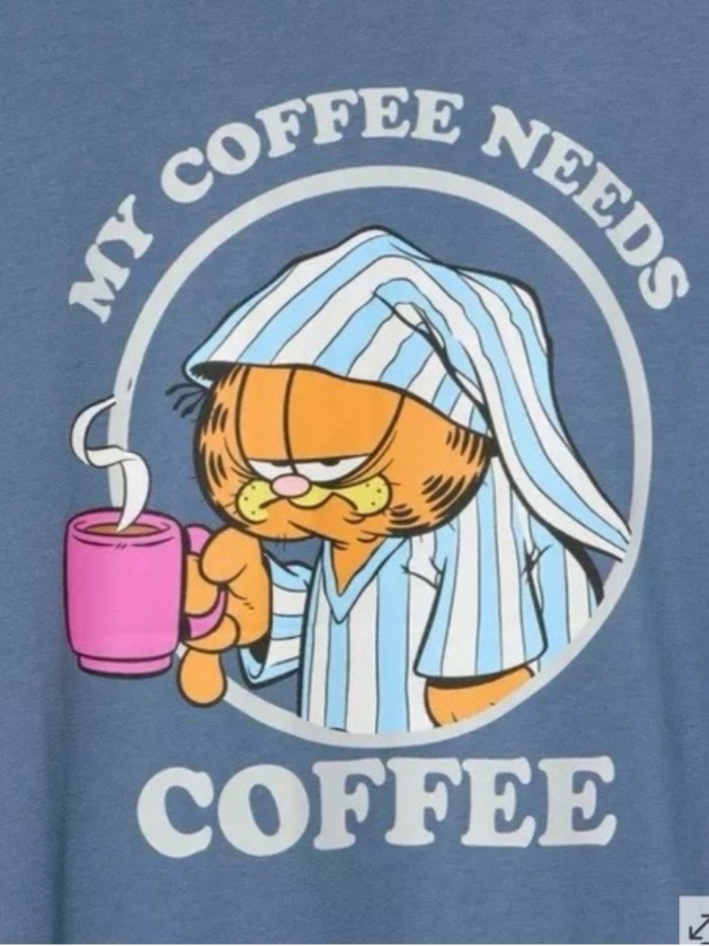Torrid Blue Garfield 'My Coffee Needs Coffee' Short Sleeve Tee